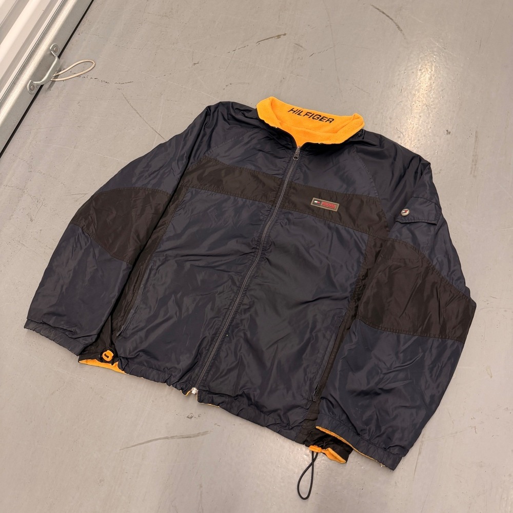 Tommy Hilfiger Athletics Colorblock Track Jacket Orange Fleece Collar Zip Up XXL - Picture 2 of 12